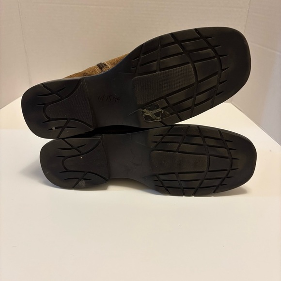 Vintage BASS Shearling Boots Leather Upper Womens 7M Brown Round Toe Block Heel - Picture 9 of 17